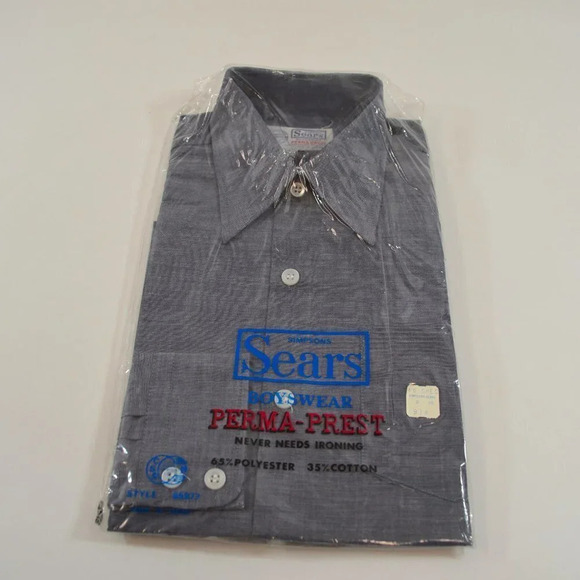 Sears Boys Collared Shirt Size 12  Vintage NEW - Picture 1 of 7